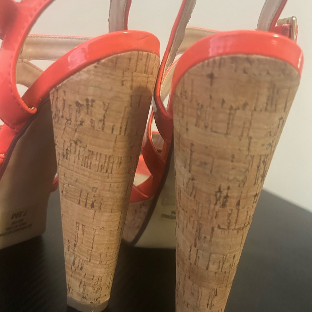 Suzy Shier Pink Heels with Cork Wedge
